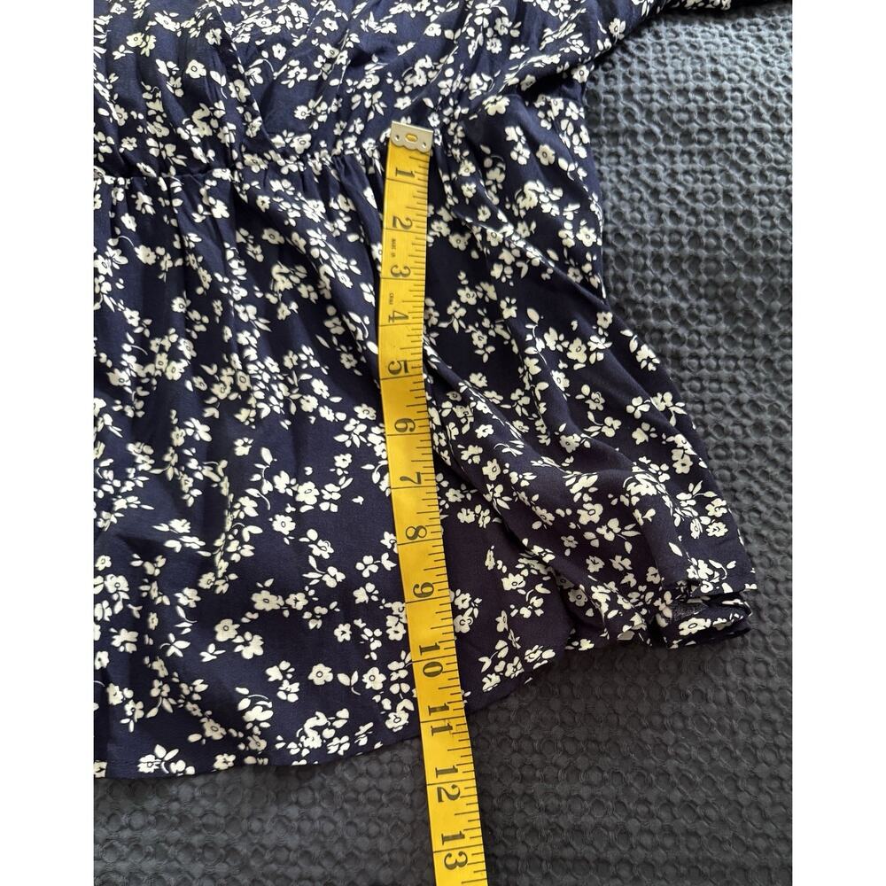 Bloomchic Navy & White Floral Wrap Blouse With Peplum Size 14-16 - Picture 14 of 14
